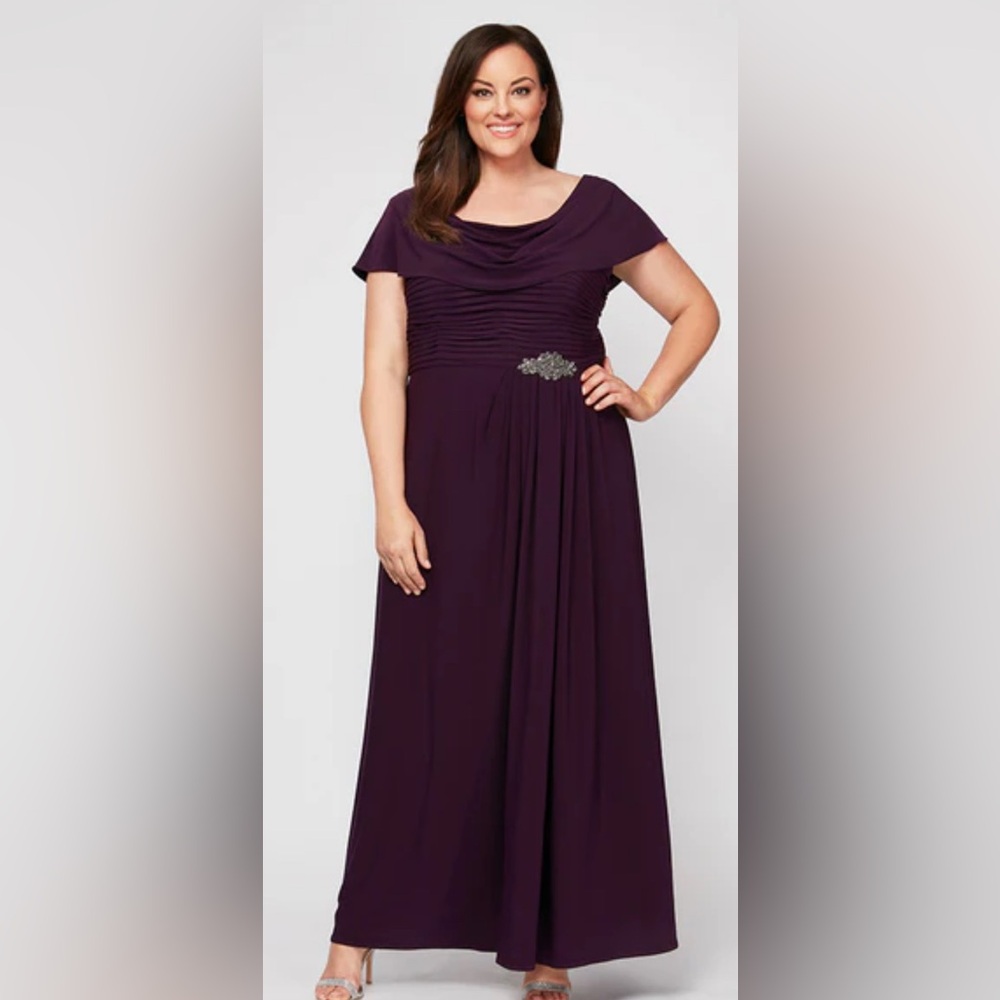 NWT Alex Evenings Deep Purple A-Line Dress with Embellishment Size 24W wedding